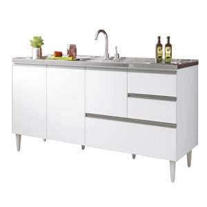 Gabinete Balcão para Pia 150cm com Gavetão Branco Branco