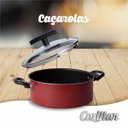 Ver imagem 3 de Panela Antiaderente Caçarola Teflon C/ Tampa de Vidro Nº 16 Vermelho
