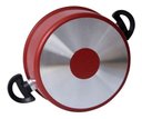Ver imagem 2 de Panela Antiaderente Caçarola Teflon C/ Tampa de Vidro Nº 16 Vermelho
