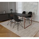 Ver imagem 1 de Mesa Industrial Base Ferro Cobre Tampo 137x90 Preto 4 Cadeiras Eames Ferro Preto Assento Preto