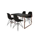 Ver imagem 2 de Mesa Industrial Base Ferro Cobre Tampo 137x90 Preto 4 Cadeiras Eames Ferro Preto Assento Preto