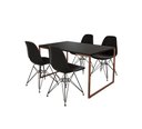 Ver imagem 2 de Mesa Industrial Base Ferro Cobre Tampo 137x90 Preto 4 Cadeiras Eames Ferro Preto Assento Preto