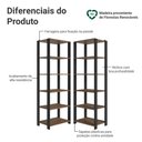Ver imagem 5 de Armário Estante Multiuso Organizador Despensa de Canto 10 Prateleiras 118cm Rustic/preto Madesa