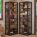Ver imagem 1 de Armário Estante Multiuso Organizador Despensa de Canto 10 Prateleiras 118cm Rustic/preto Madesa