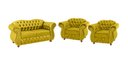 Ver imagem 1 de Conjunto Chesterfield Merlo Namoradeira c/ 2 Poltronas - Veludo Amarelo / decoração, recepção, sala