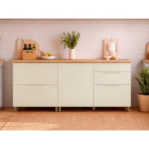 Balcão Cozinha Nesher 2 Portas 4GAVS Marquesa Nature/Greige