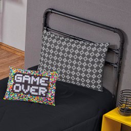 Colcha Solteiro Infantil Menino Game 4 Peças Preto - 1