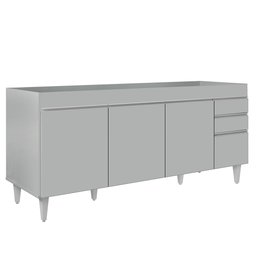 Balcão de Cozinha para Pia 180cm 4 Portas sem Tampo Dallas Cinza Claro - Lumil Lumil Móveis - 2