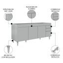 Ver imagem 3 de Balcão de Cozinha para Pia 180cm 4 Portas sem Tampo Dallas Cinza Claro - Lumil Lumil Móveis
