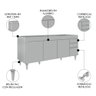 Balcão de Cozinha para Pia 180cm 4 Portas sem Tampo Dallas Cinza Claro - Lumil Lumil Móveis - 3