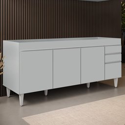 Balcão de Cozinha para Pia 180cm 4 Portas sem Tampo Dallas Cinza Claro - Lumil Lumil Móveis - 1