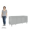 Balcão de Cozinha para Pia 180cm 4 Portas sem Tampo Dallas Cinza Claro - Lumil Lumil Móveis - 5