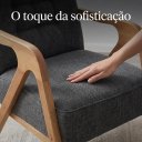 Ver imagem 3 de Poltrona para Sala Estofada em Linho Cinza Escuro Pés de Madeira Maciça