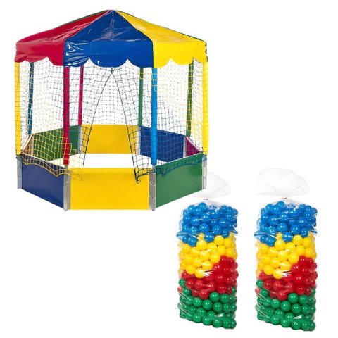 Kit Infantil Piscina de Bolinhas 2,00m Oitavada Octogonal + 1000 Unidades Bolinhas Coloridas