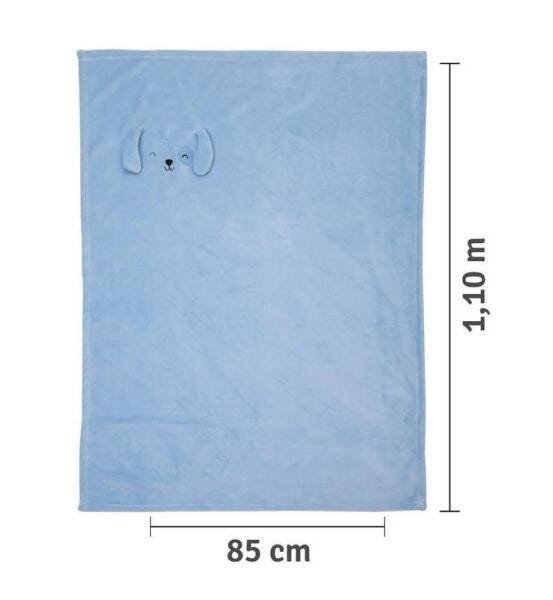 Cobertor Bebê Microfibra Cachorrinho Azul 1,10M X 85Cm Papi - 2