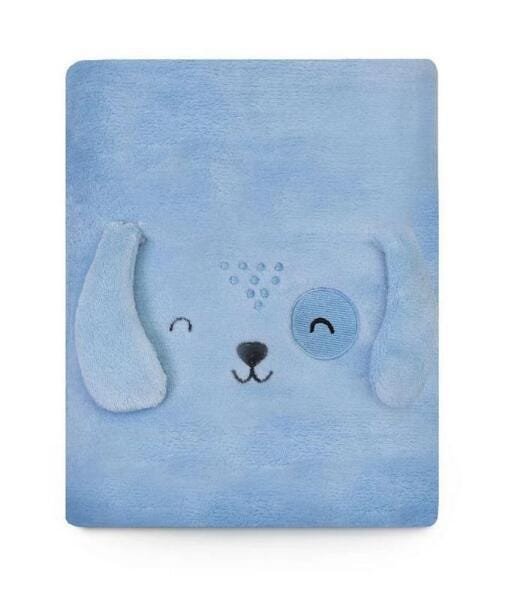 Cobertor Bebê Microfibra Cachorrinho Azul 1,10M X 85Cm Papi