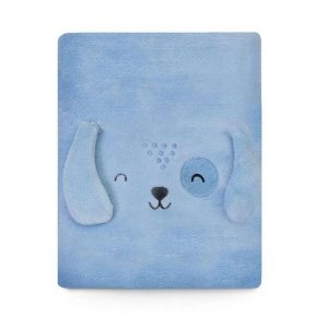 Cobertor Bebê Microfibra Cachorrinho Azul 1,10M X 85Cm Papi