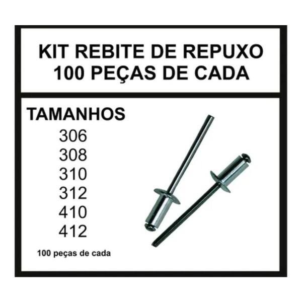 Kit Rebite Pop Repuxo Alumínio 306 308 310 312 410 412 Cento - 2