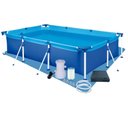 Ver imagem 2 de Piscina Estruturada Premium Retangular PVC com Estrutura em Aco Capa Forro Filtro 2200L 127V Azul