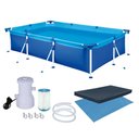 Ver imagem 1 de Piscina Estruturada Premium Retangular PVC com Estrutura em Aco Capa Forro Filtro 2200L 127V Azul