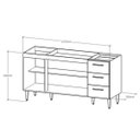 Ver imagem 2 de Gabinete Balcão para Pia de 160cm 3 Portas 3 Gavetas Branco