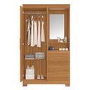 Ver imagem 4 de Guarda-Roupa Solteiro com Espelho e 2 Portas Marrom/Freijó