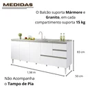 Ver imagem 6 de Balcão Gabinete Pia 2,00m Maceió Bymadero Branco 4 Portas 3 Gavetas