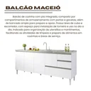 Ver imagem 4 de Balcão Gabinete Pia 2,00m Maceió Bymadero Branco 4 Portas 3 Gavetas