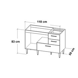 Gabinete Balcão para Pia de 1,20 Mt Milla com Gavetão Branco - 5