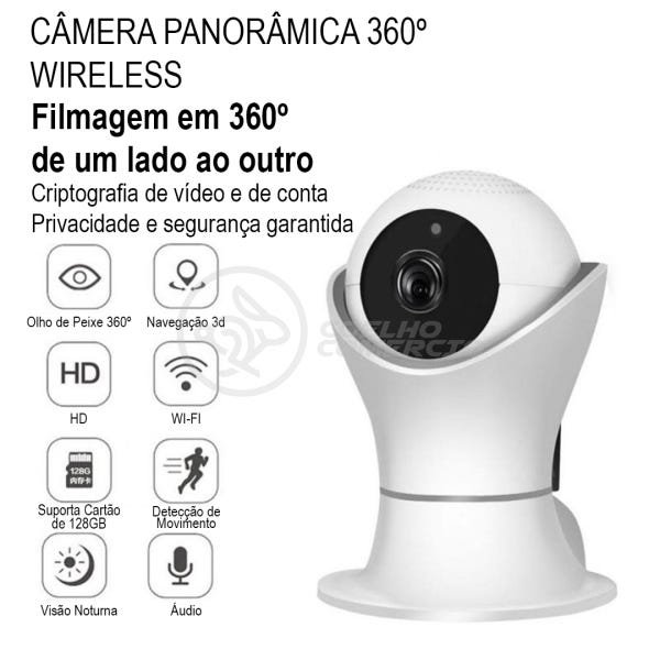 Câmera IP C360 de Segurança Wifi 2 Antenas Robô HD 1080P sem Fio 360º Áudio Visão Noturna - 8165Hp - 4