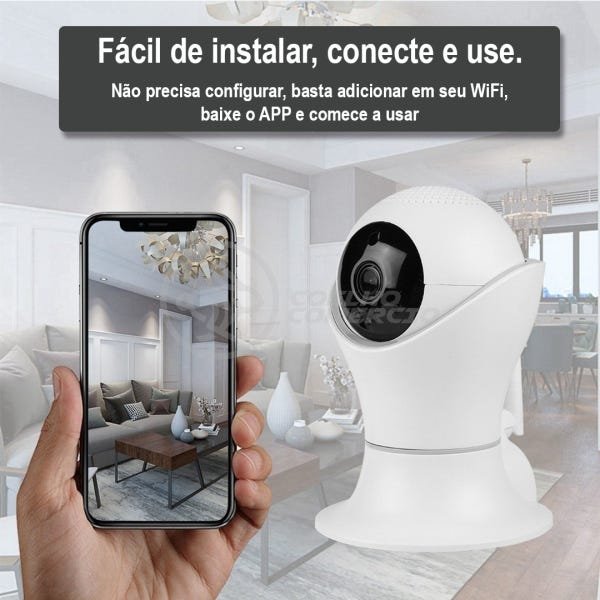 Câmera IP C360 de Segurança Wifi 2 Antenas Robô HD 1080P sem Fio 360º Áudio Visão Noturna - 8165Hp - 12