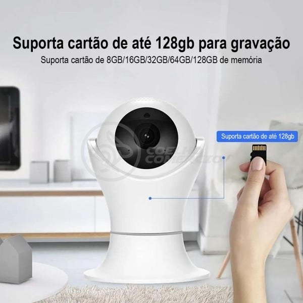 Câmera IP C360 de Segurança Wifi 2 Antenas Robô HD 1080P sem Fio 360º Áudio Visão Noturna - 8165Hp