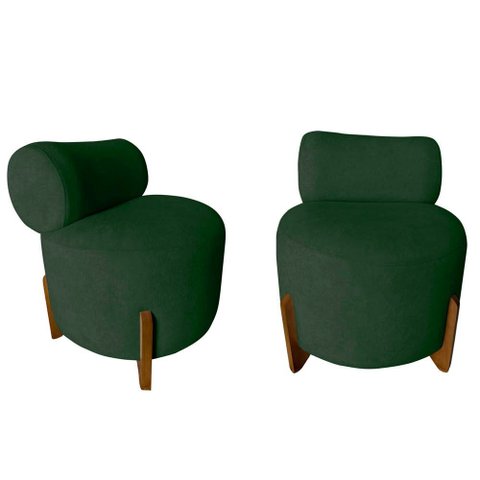 Kit 2 Poltronas Decorativa Mônaco Veludo Verde