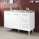 Ver imagem 2 de Gabinete Balcão para Pia de 1,20 Mt Milla Branco Branco