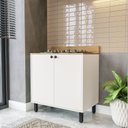 Ver imagem 1 de Balcão de Cozinha 2 Portas com Tampo 80cm Off White e Branco Yescasa