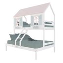 Ver imagem 2 de Beliche Casal/ Solteiro Casinha Bela - Madeira Maciça Branco/rosa/verde | Megamobilia