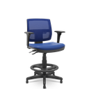 Ver imagem 1 de Cadeira Caixa Alta Brizza Plaxmetal Tela Azul Back System com Braços Assento Vinil Azul T32