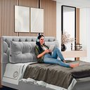 Ver imagem 2 de Almofada para Cabeceira Encosto Apoio Lombar Spot 160cm com Porta Celular Veludo - Desk Design