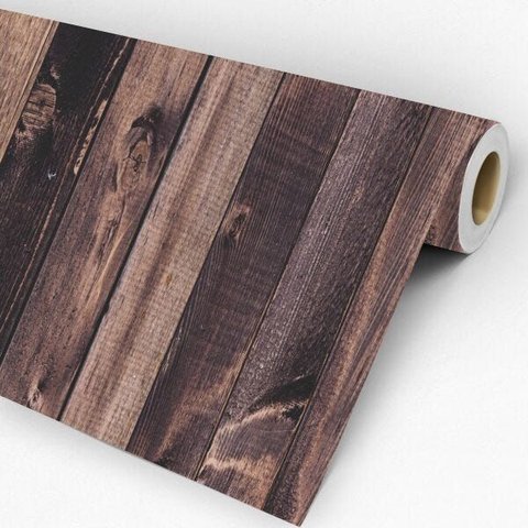 Papel de Parede Adesivo Madeira Rustica Escura Quarto Cozinha Sala Auto-colante