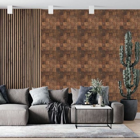 Papel de Parede Adesivo Madeira Quadriculado Quarto Cozinha Sala Resistente a Água
