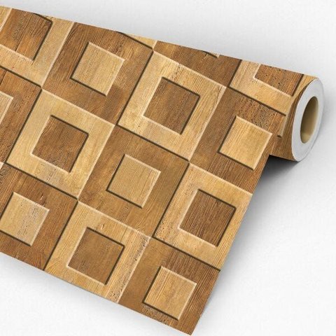 Papel de Parede Adesivo Madeira Arabesco Quadriculado Cozinha Quarto Sala Envio Rápido