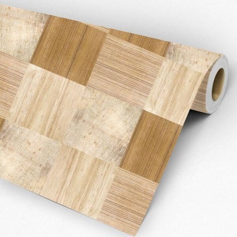 Papel de Parede Adesivo Madeira Quadriculado Cozinha Quarto Sala Auto-adesivo