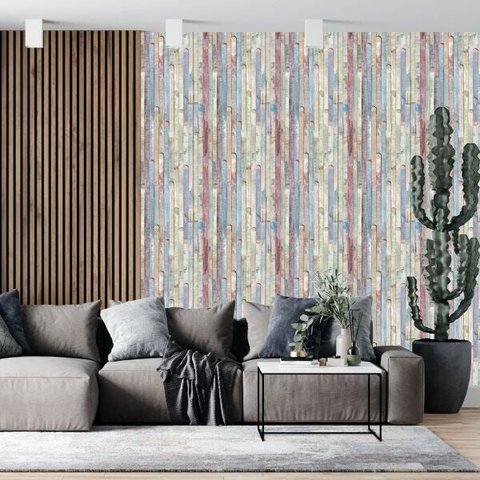 Papel de Parede Adesivo Madeira Colorido Cozinha Quarto Sala Envio Rápdio