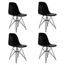 Ver imagem 4 de Conjunto Sala de Jantar Eames de Ferro Preto e Tampo Quadrado Preto 90cm 4 Cadeiras Pretas