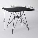 Ver imagem 3 de Conjunto Sala de Jantar Eames de Ferro Preto e Tampo Quadrado Preto 90cm 4 Cadeiras Pretas