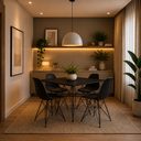 Ver imagem 1 de Conjunto Sala de Jantar Eames de Ferro Preto e Tampo Quadrado Preto 90cm 4 Cadeiras Pretas
