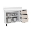 Ver imagem 2 de Balcão de Cozinha 120 Cm Meena 2 Portas 3 Gavetas Branco/creme - Politorno