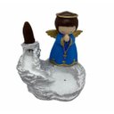 Ver imagem 1 de Incensário Cascata Branca com Anjo Azul em Resina 12 cm