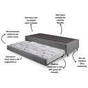Ver imagem 4 de Bicama Box Solteiro Linho Cinza 96x203x28 Cm com Colchão Auxiliar Ecoflex