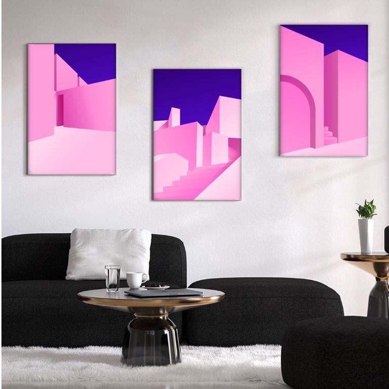Kit com 3 Quadros em Lona Arquitetura 60x90cm - 1